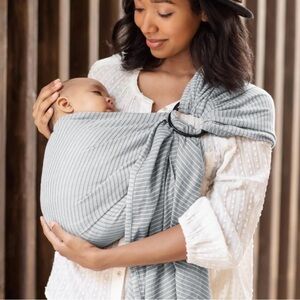 Moby natural striped baby ring sling
